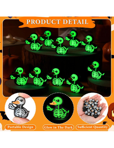 25 Figuras de Calaveras de Patito Luminiscentes Wesiti 9cm