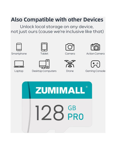 Tarjeta SD 128GB ZUMIMALL - Almacenamiento para Cámaras de Seguridad