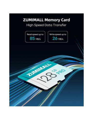 Tarjeta SD 128GB ZUMIMALL - Almacenamiento para Cámaras de Seguridad
