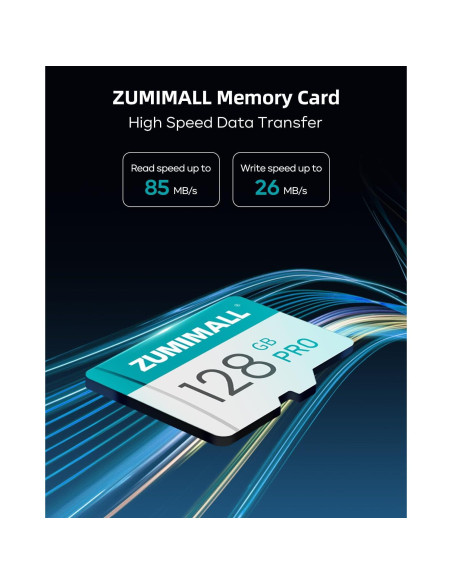 Tarjeta SD 128GB ZUMIMALL - Almacenamiento para Cámaras de Seguridad