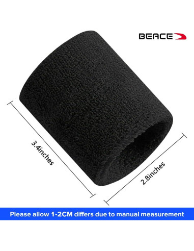 Muñequera Deportiva BEACE 6PCS Algodón Absorbente para Ejercicio