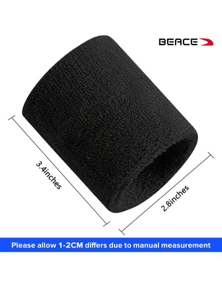 Muñequera Deportiva BEACE 6PCS Algodón Absorbente para Ejercicio