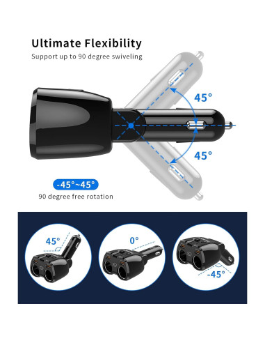 Divisor de Encendedor de Cigarrillos SUPERONE 180W Doble USB C