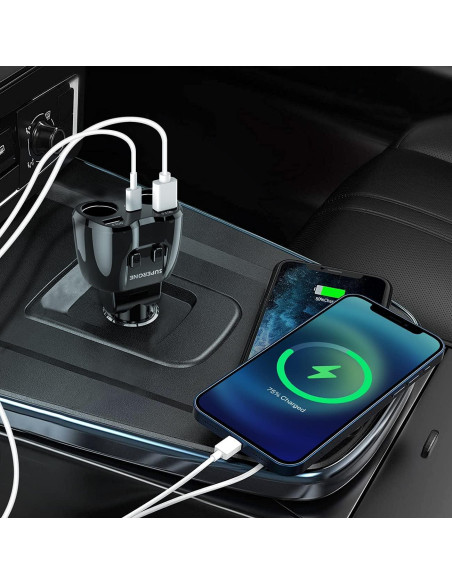 Divisor de Encendedor de Cigarrillos SUPERONE 180W Doble USB C