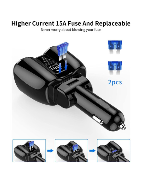 Divisor de Encendedor de Cigarrillos SUPERONE 180W Doble USB C