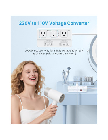 Convertidor de Voltaje 220V a 110V VINTAR 2000W Adaptador Universal