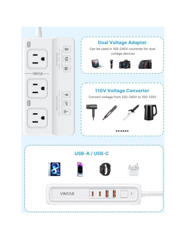 Convertidor de Voltaje 220V a 110V VINTAR 2000W Adaptador Universal