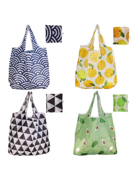 Bolsas de Compras Reutilizables Ecológicas 4-Pack - Nailon Impermeable 22.68 kg