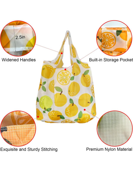 Bolsas de Compras Reutilizables Ecológicas 4-Pack - Nailon Impermeable 22.68 kg