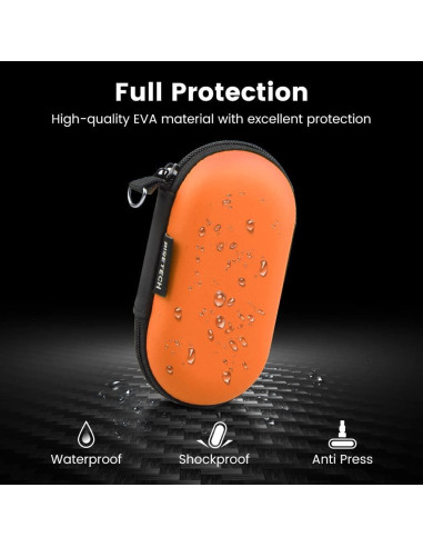 Funda de transporte RISETECH para auriculares EVA - Naranja