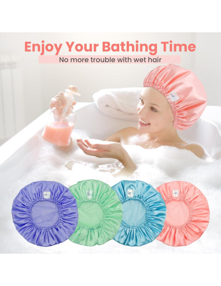 Gorros de Ducha Reutilizables LCZLBath Set 4 Piezas Doble Capa