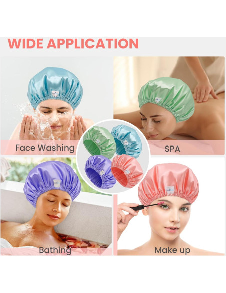 Gorros de Ducha Reutilizables LCZLBath Set 4 Piezas Doble Capa