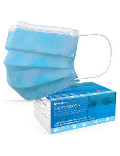 Mascarillas Desechables Medicom Expressions - Caja 50 Unidades - Quirúrgicas ASTM Nivel 3 - Adultos Azules