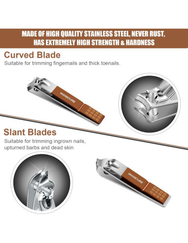 Kit de Manicura y Pedicura Profesional Leipple 16 Piezas Acero Inoxidable