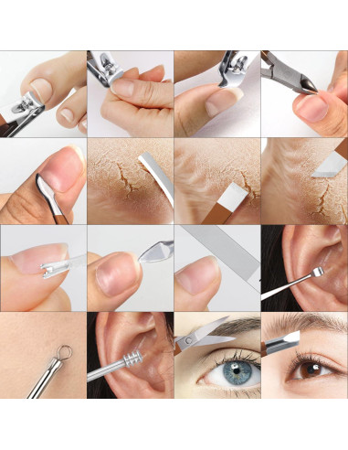 Kit de Manicura y Pedicura Profesional Leipple 16 Piezas Acero Inoxidable