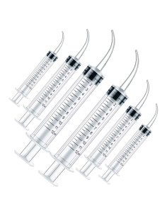Jeringas Dentales Desechables Genéricas 12cc 6 Piezas Punta Curvada