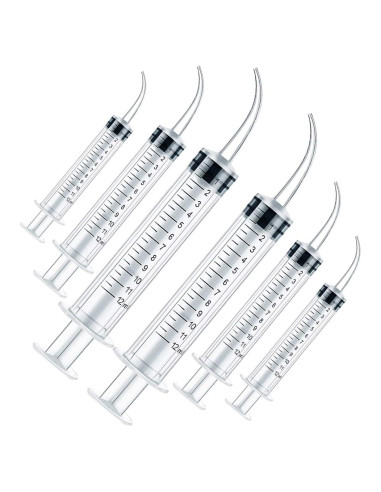 Jeringas Dentales Desechables Genéricas 12cc 6 Piezas Punta Curvada