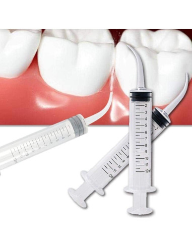 Jeringas Dentales Desechables Genéricas 12cc 6 Piezas Punta Curvada