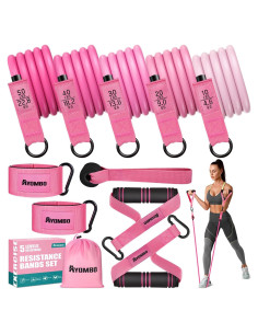 Bandas de Resistencia Ayombo con Mangos y Anclaje - Rosa