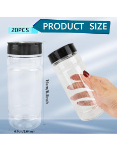 Paquete de 20 frascos de especias Conagel 480 ml con tapa shaker 2