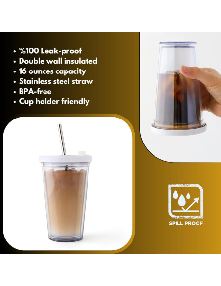 Taza de Café Helado Reutilizable SEFAONUR 16 Oz Aislada