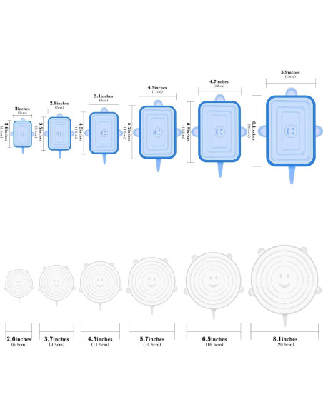 Linkidea 12 Tapas de Silicona Estirables para Alimentos 6 Redondas y 6 Rectangulares
