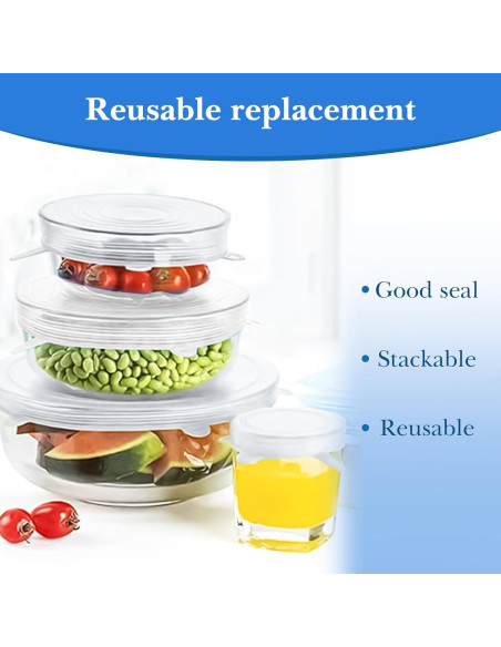 Linkidea 12 Tapas de Silicona Estirables para Alimentos 6 Redondas y 6 Rectangulares