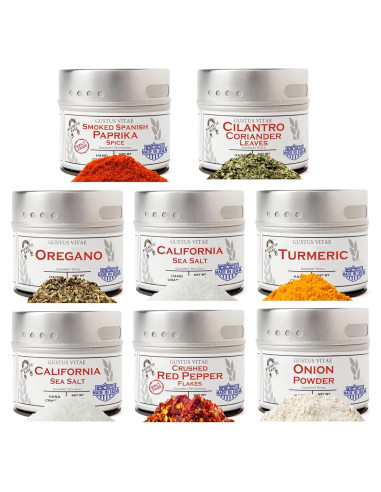 Kit de Especias Gourmet Gustus Vitae - 8 Latas Magnéticas 65g