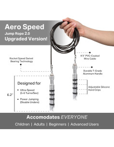 Cuerda para Saltar Buddy Lee Aero Speed 2.0 Plata Ajustable 2