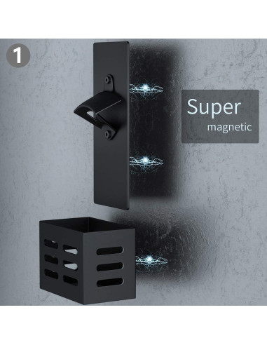 Abrebotellas Magnético Weallbuy con Recogedor de Tapas Negro