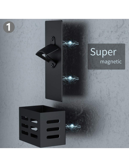 Abrebotellas Magnético Weallbuy con Recogedor de Tapas Negro