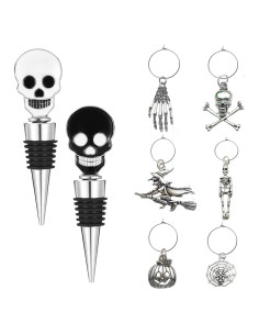 Tapón de Vino Halloween DRPORONYN con Charms 2PCS Calavera