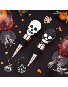 Tapón de Vino Halloween DRPORONYN con Charms 2PCS Calavera 2
