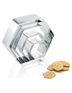 Juego de 5 Cortadores de Galletas Hexagonales Larrel - Acero Inoxidable