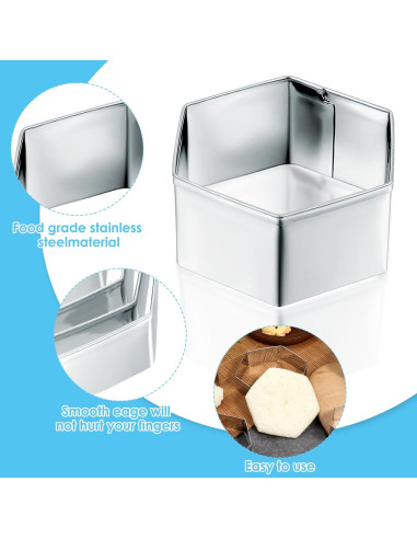 Juego de 5 Cortadores de Galletas Hexagonales Larrel - Acero Inoxidable