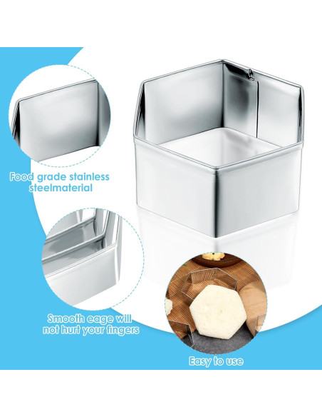 Juego de 5 Cortadores de Galletas Hexagonales Larrel - Acero Inoxidable