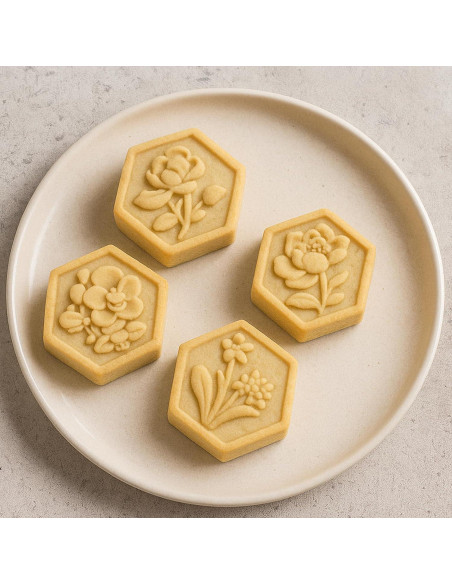 Juego de 5 Cortadores de Galletas Hexagonales Larrel - Acero Inoxidable