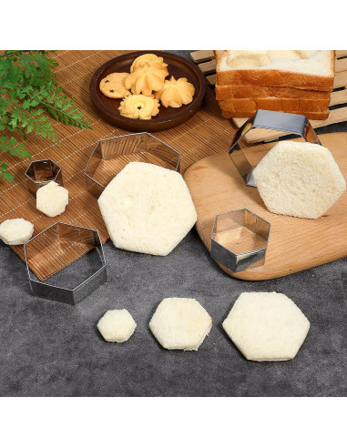 Juego de 5 Cortadores de Galletas Hexagonales Larrel - Acero Inoxidable