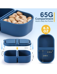Paquete de 3 Contenedores de Silicona LOROTOCO 8 oz Doble Compartimento 2