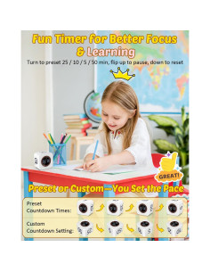 Temporizador Pomodoro COWVTUJ Cubo Visual Blanco 5-50min 2