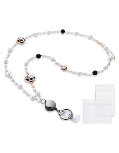 Cinta Retráctil de Identificación Kioooki con Perlas y Camelia