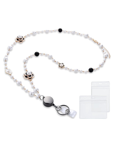 Cinta Retráctil de Identificación Kioooki con Perlas y Camelia