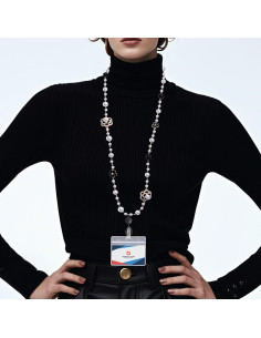 Cinta Retráctil de Identificación Kioooki con Perlas y Camelia 2