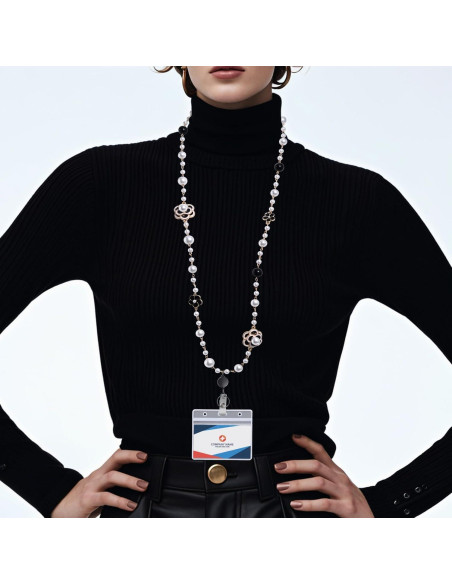 Cinta Retráctil de Identificación Kioooki con Perlas y Camelia