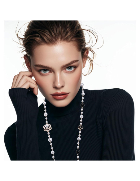 Cinta Retráctil de Identificación Kioooki con Perlas y Camelia