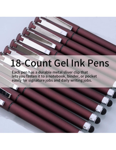 Bolígrafos de Gel Negro NC 1.0mm con Stylus - 18 Paquete