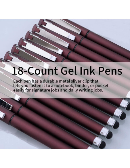 Bolígrafos de Gel Negro NC 1.0mm con Stylus - 18 Paquete