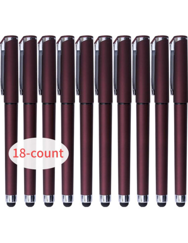 Bolígrafos de Gel Negro NC 1.0mm con Stylus - 18 Paquete