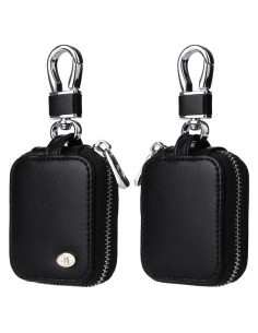 Funda de cuero PU negra para AirPods Pro 1/2/3/4 con llavero