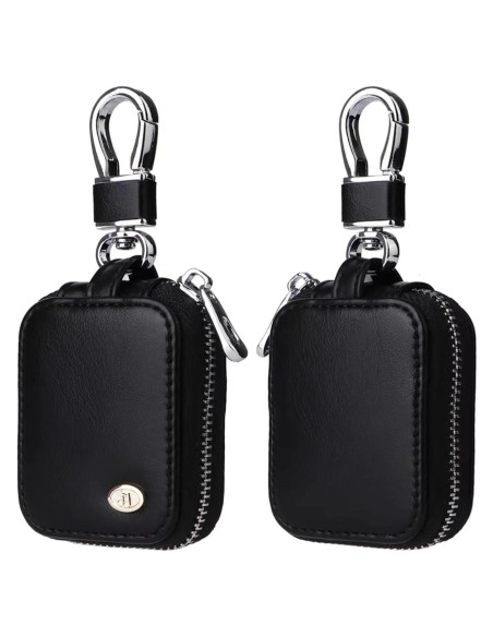 Funda de cuero PU negra para AirPods Pro 1/2/3/4 con llavero